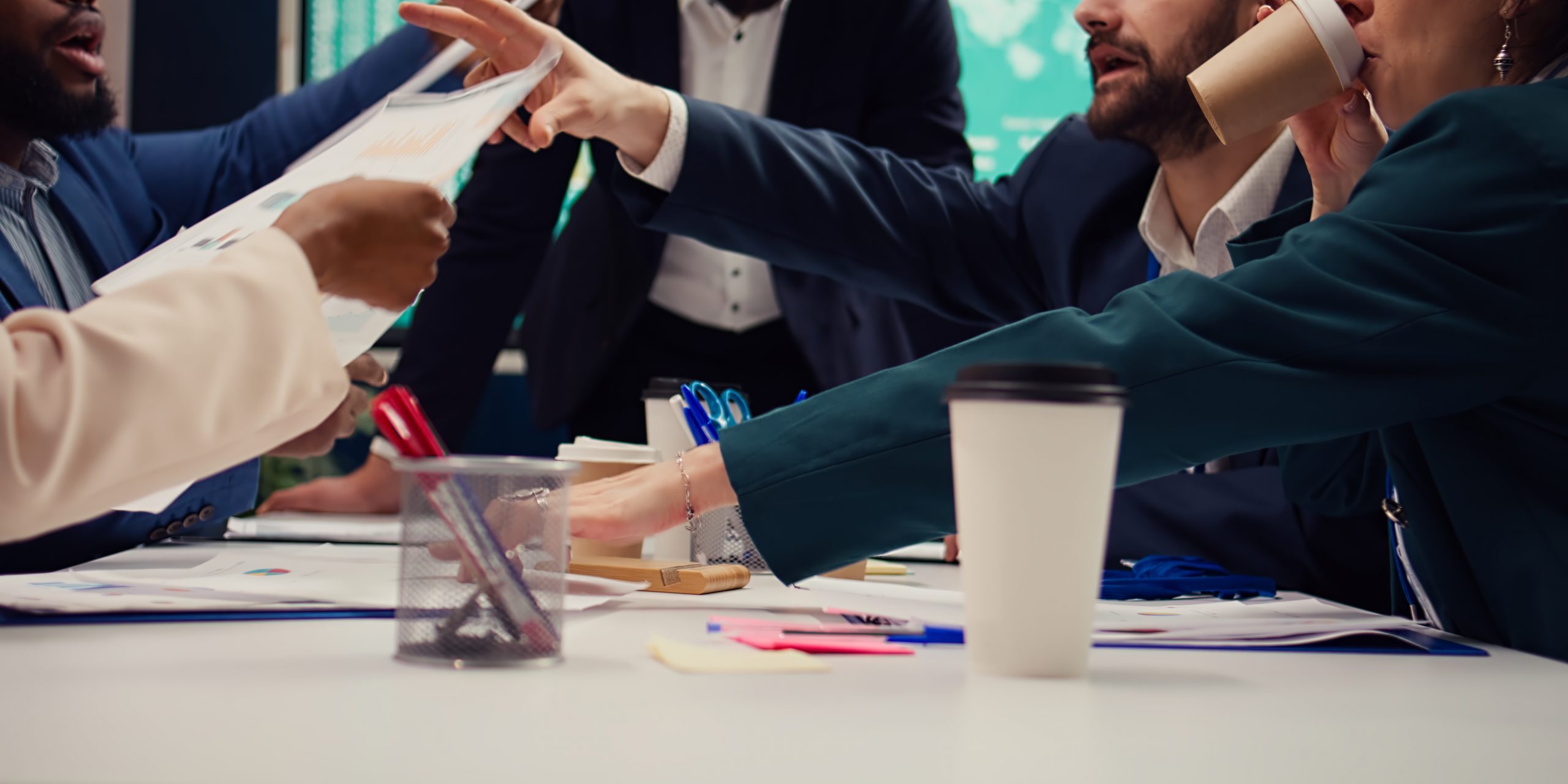 Executive team sharing information and updates on project details