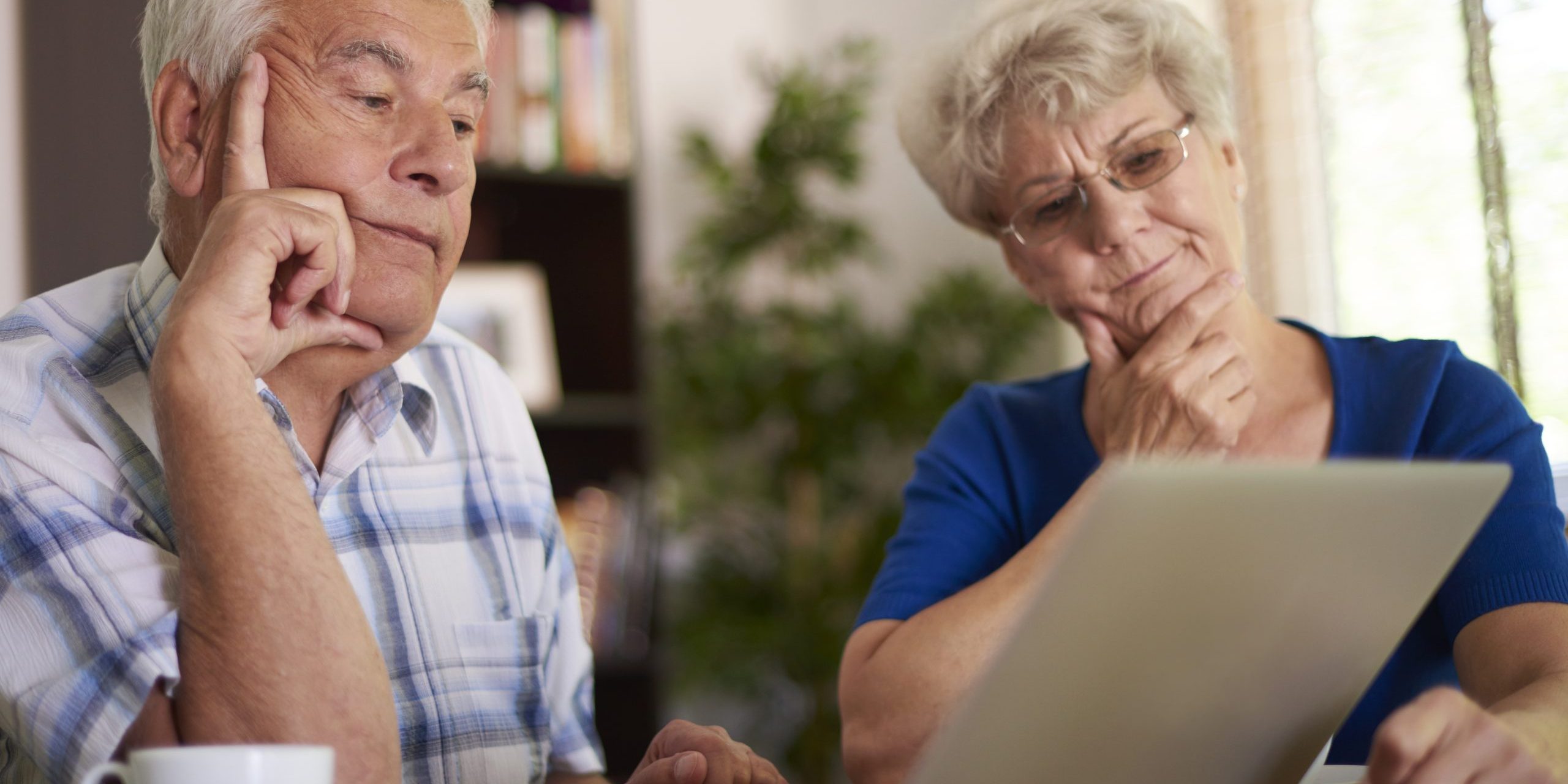 Elder couple having a serious problem